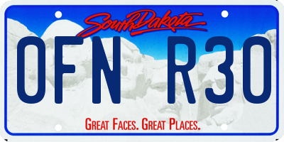 SD license plate 0FNR30
