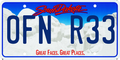 SD license plate 0FNR33