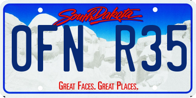 SD license plate 0FNR35