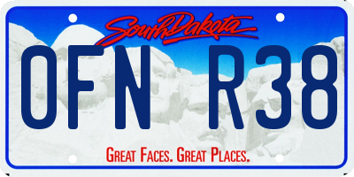 SD license plate 0FNR38
