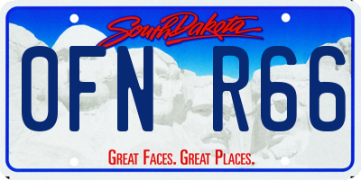 SD license plate 0FNR66