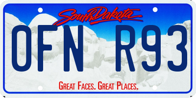 SD license plate 0FNR93