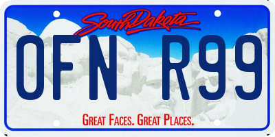 SD license plate 0FNR99