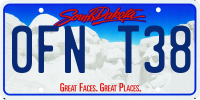 SD license plate 0FNT38
