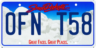 SD license plate 0FNT58