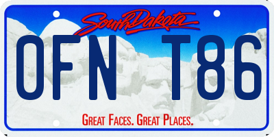 SD license plate 0FNT86
