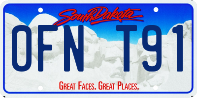 SD license plate 0FNT91