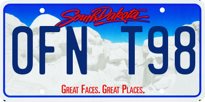 SD license plate 0FNT98