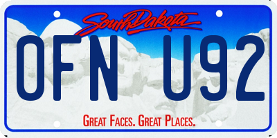 SD license plate 0FNU92