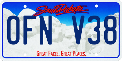 SD license plate 0FNV38