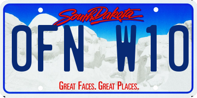 SD license plate 0FNW10