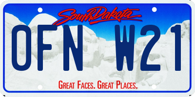 SD license plate 0FNW21