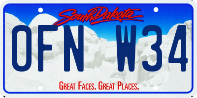 SD license plate 0FNW34