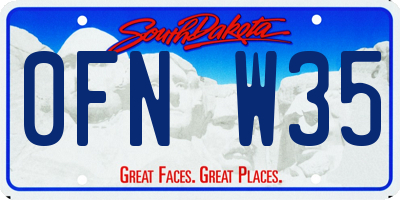 SD license plate 0FNW35