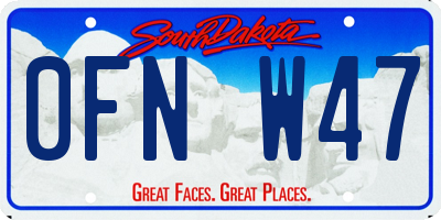 SD license plate 0FNW47