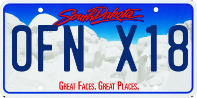 SD license plate 0FNX18