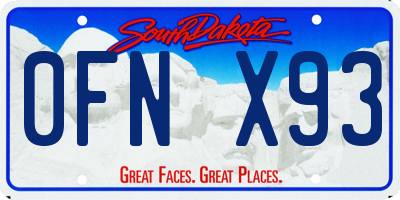 SD license plate 0FNX93