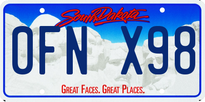 SD license plate 0FNX98