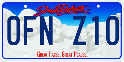 SD license plate 0FNZ10