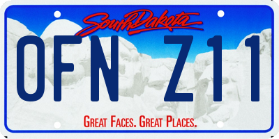 SD license plate 0FNZ11