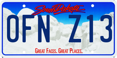 SD license plate 0FNZ13