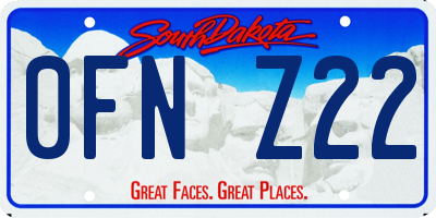 SD license plate 0FNZ22
