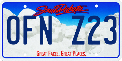 SD license plate 0FNZ23