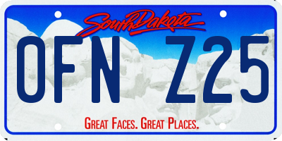 SD license plate 0FNZ25