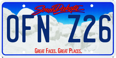 SD license plate 0FNZ26