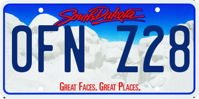 SD license plate 0FNZ28