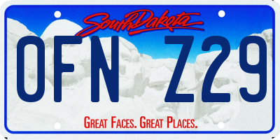 SD license plate 0FNZ29