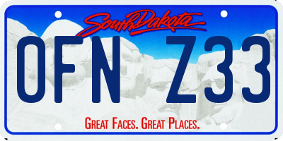 SD license plate 0FNZ33