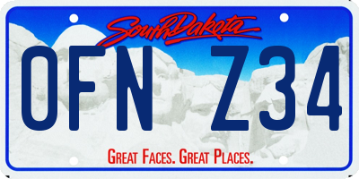 SD license plate 0FNZ34