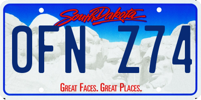 SD license plate 0FNZ74