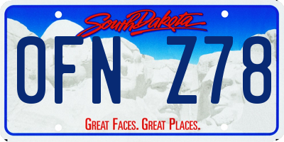 SD license plate 0FNZ78