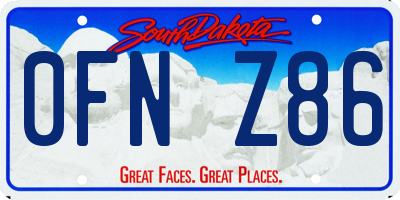 SD license plate 0FNZ86