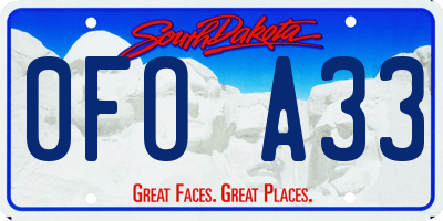 SD license plate 0FOA33
