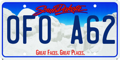 SD license plate 0FOA62