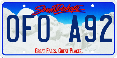 SD license plate 0FOA92