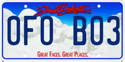 SD license plate 0FOB03