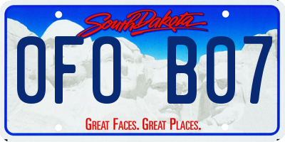 SD license plate 0FOB07