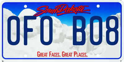 SD license plate 0FOB08