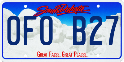 SD license plate 0FOB27