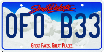 SD license plate 0FOB33