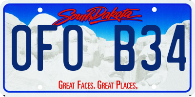 SD license plate 0FOB34