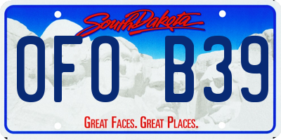 SD license plate 0FOB39