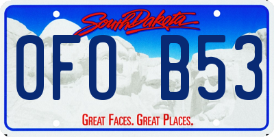 SD license plate 0FOB53
