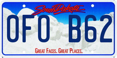 SD license plate 0FOB62