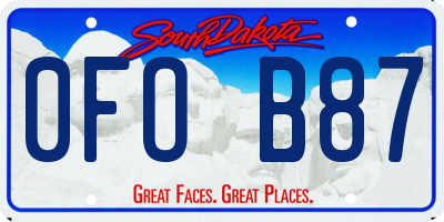 SD license plate 0FOB87