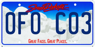 SD license plate 0FOC03